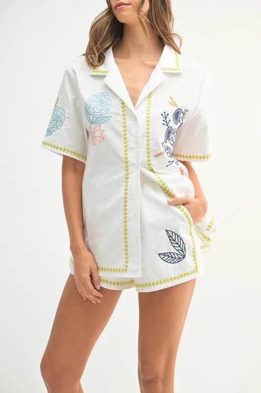 Embroidered Shirt and Shorts Set for Stylish Summer Outfits - Akana Style