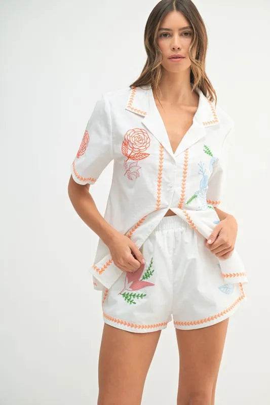 Embroidered Shirt and Shorts Set for Effortless Style and Comfort - Akana Style