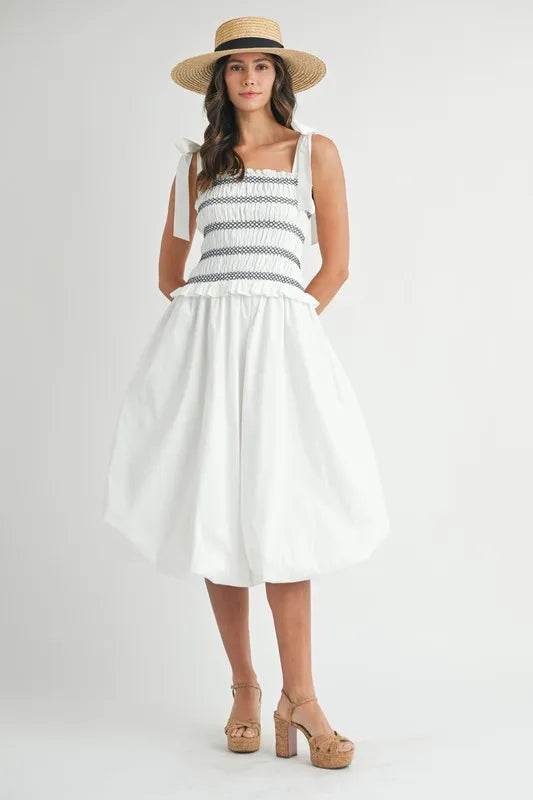 Smocked Bodice Bubble Dress for Effortless Style and Elegance - Akana Style