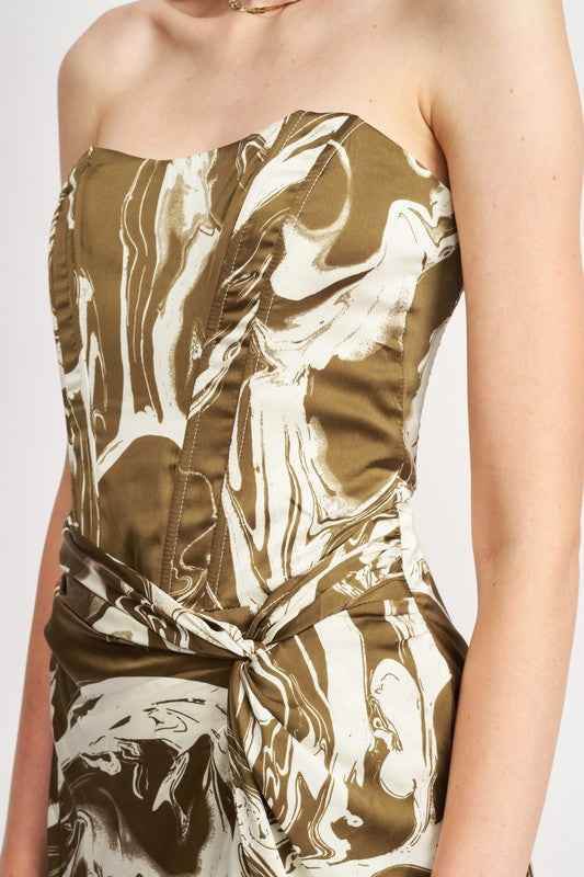 BUSTIER MINI DRESS WITH WAIST TIE - Akana Style