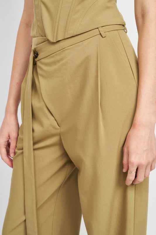 ASYMMETRICAL LONG BELT TROUSERS - Akana Style