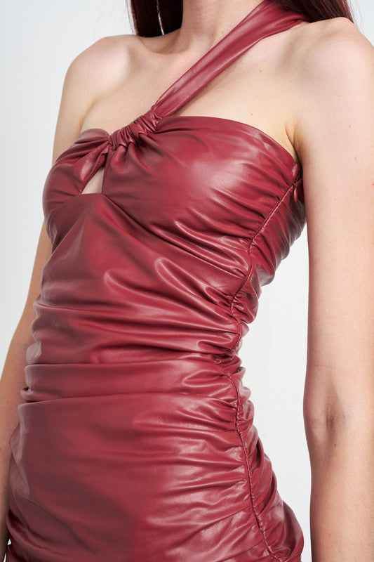ONE SHOULDER PLEATED MINI DRESS - Akana Style