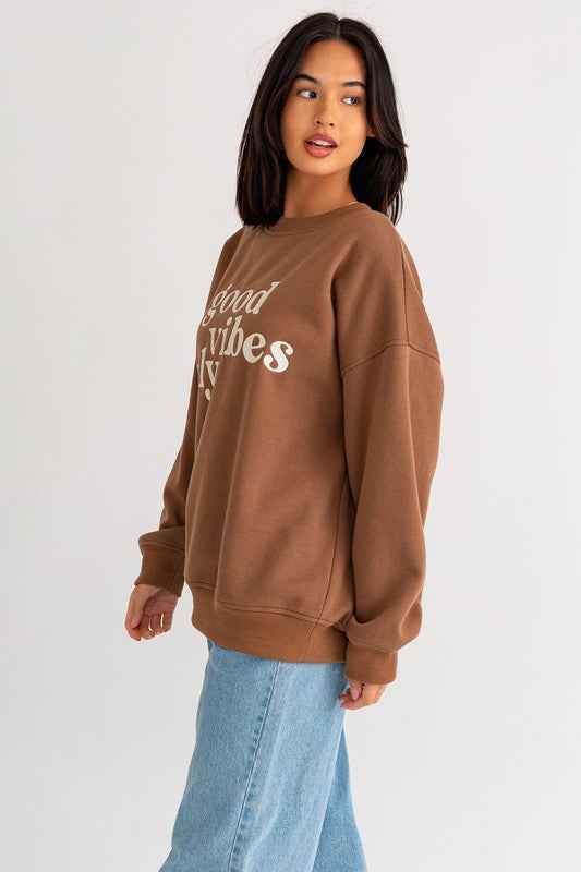 Letter Embroidery Sweatshirt for Oversized Stylish Comfort - Akana Style