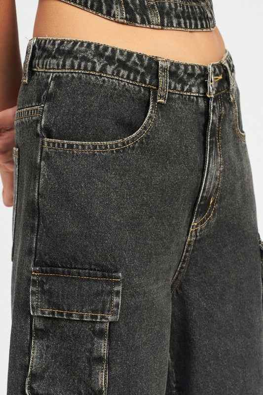 CARGO LOW WAIST JEANS - Akana Style