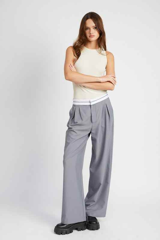 REVERSE WAIST BAND TAILORED PANTS - Akana Style