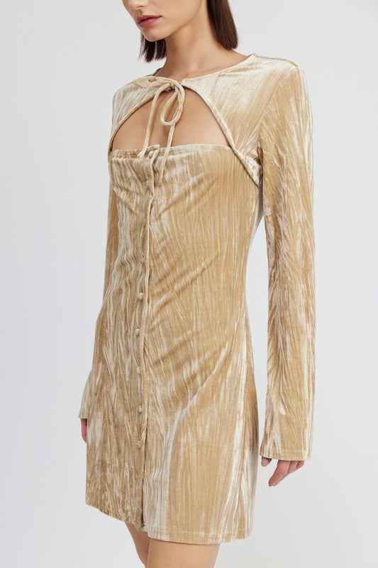 Long Sleeve Suede Mini Dress for Stylish Fall Fashion - Akana Style