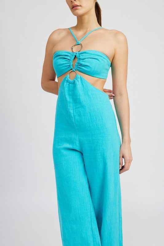Double Ring Cut Out Jumpsuit for Effortless Style and Comfort - Akana Style