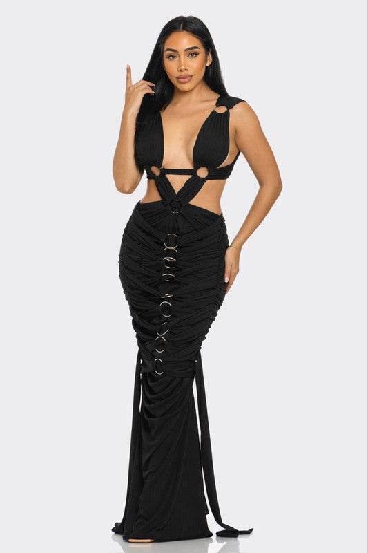 Sahara Mystique Gown - Elegant Pleated Dress for Timeless Style - Akana Style