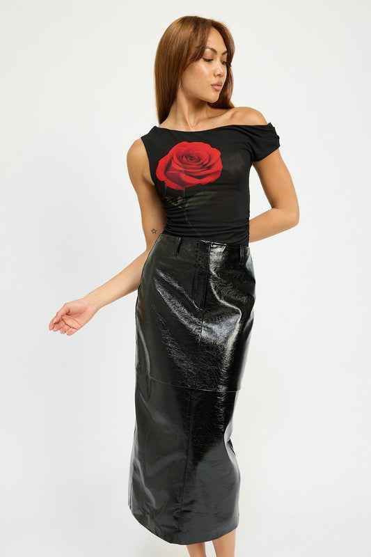 FITTED PENCIL SKIRT WITH SLIT - Akana Style