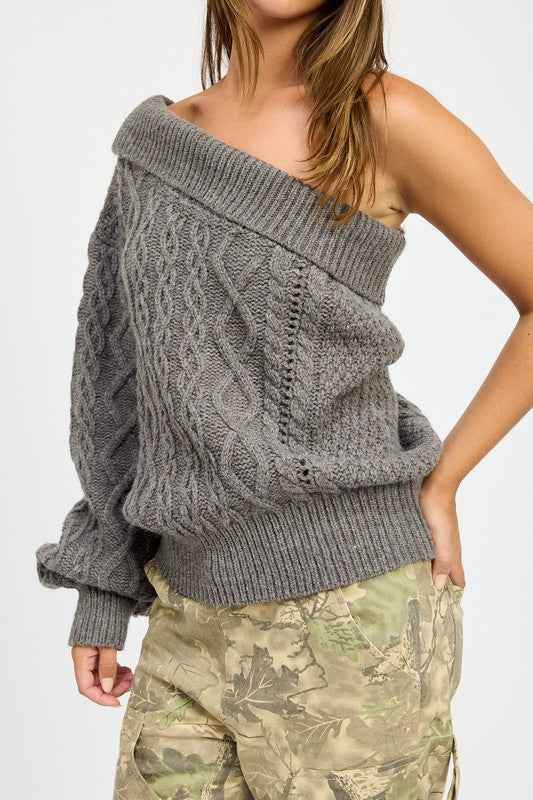 OVERSIZED ONE SHOULDER SWEATER - Akana Style