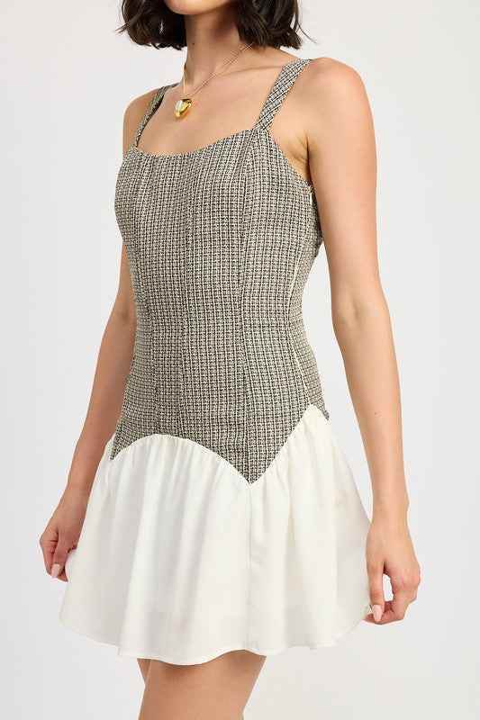 CONTRASTED CORSET MINI DRESS - Akana Style