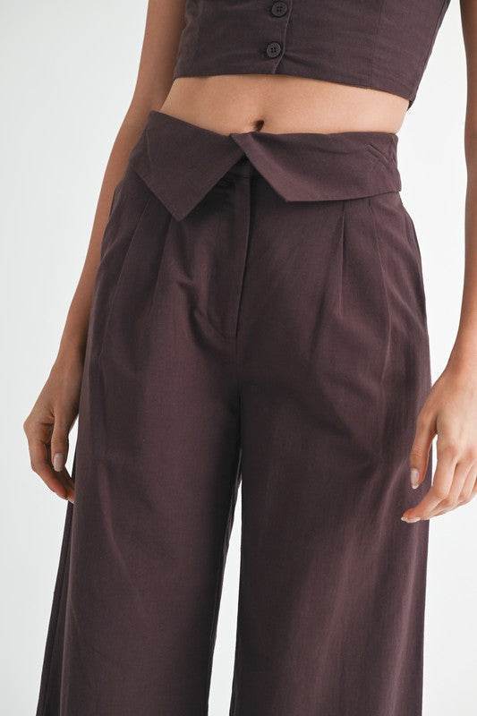FOLD OVER PANTS WITH WIDE LEG - Akana Style