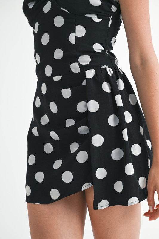 MINI RUCHED POLKA DOT DRESS - Akana Style