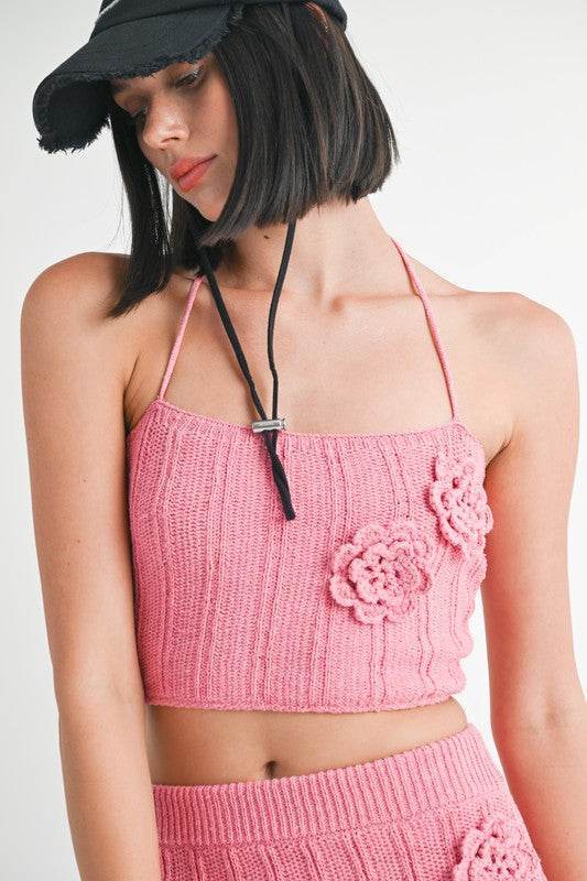 HALTER NECK KNITTED CROPPED TOP - Akana Style