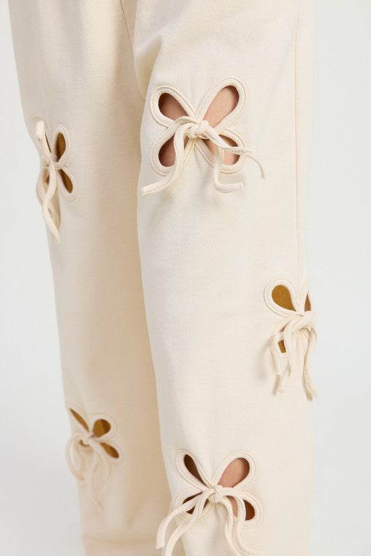 FRENCH TERRY PANTS WITH CUTOUT DETAIL - Akana Style