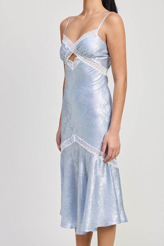 LACE TRIM MIDI SLIP DRESS - Akana Style