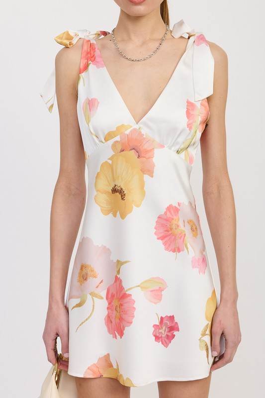 SHOULDER BOWTIE MINI DRESS - Akana Style