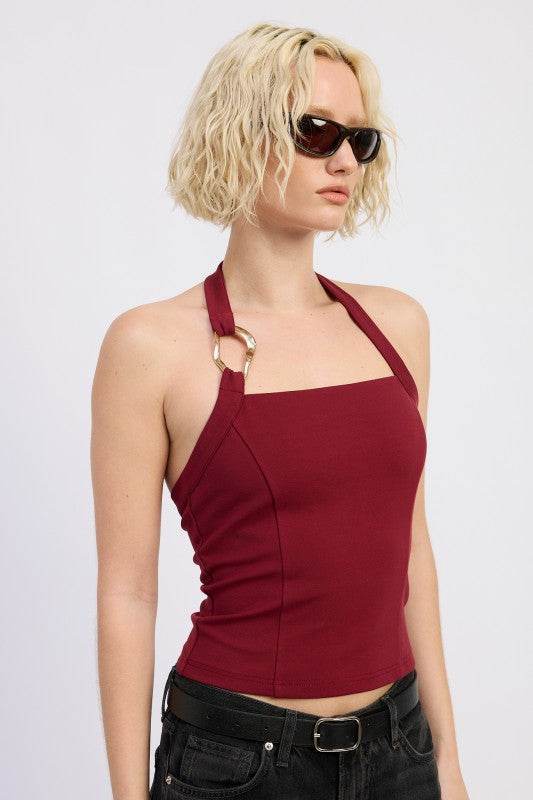 CHAIN LINK HALTER KNIT TOP - Akana Style