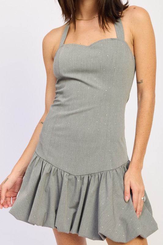 Rhinestone Sweetheart Bubble Skirt Dress for Elegant Occasions and Special Events - Akana Style