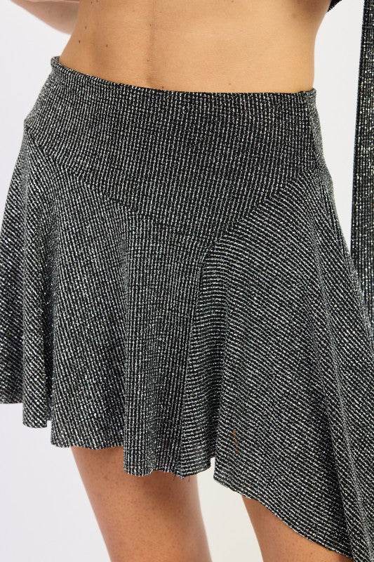 ASYMMETRICAL SHARKBITE HEM MINI SKIRT - Akana Style