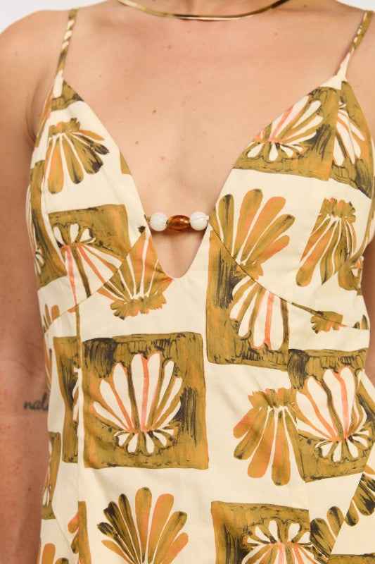 MAXI SHELL BEADED SLEEVELESS DRESS