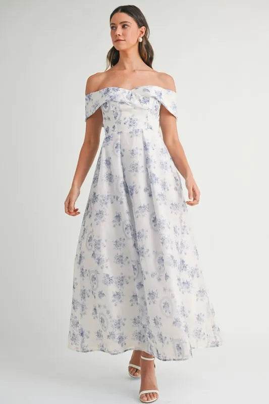 Floral Off Shoulder Maxi Dress for Effortless Summer Style - Akana Style