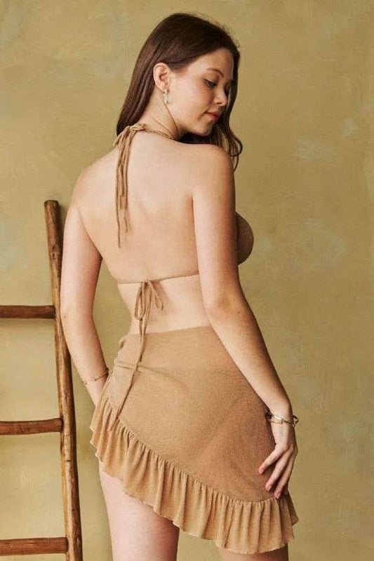 Halter Skirt Bikini Set for Trendy Summer Style - Akana Style