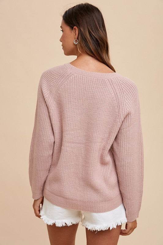 HELLO Embroidered Sweater with Raglan Sleeves - Akana Style