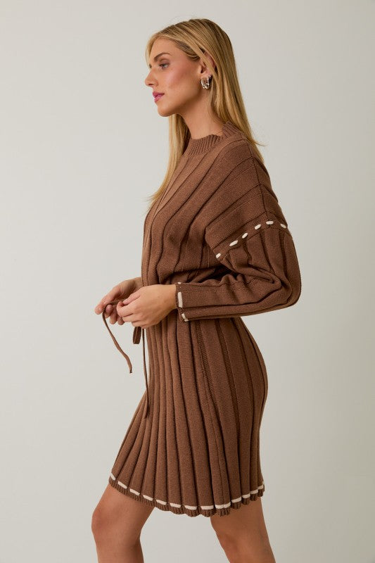 Stitch Detail Mini Sweater Dress