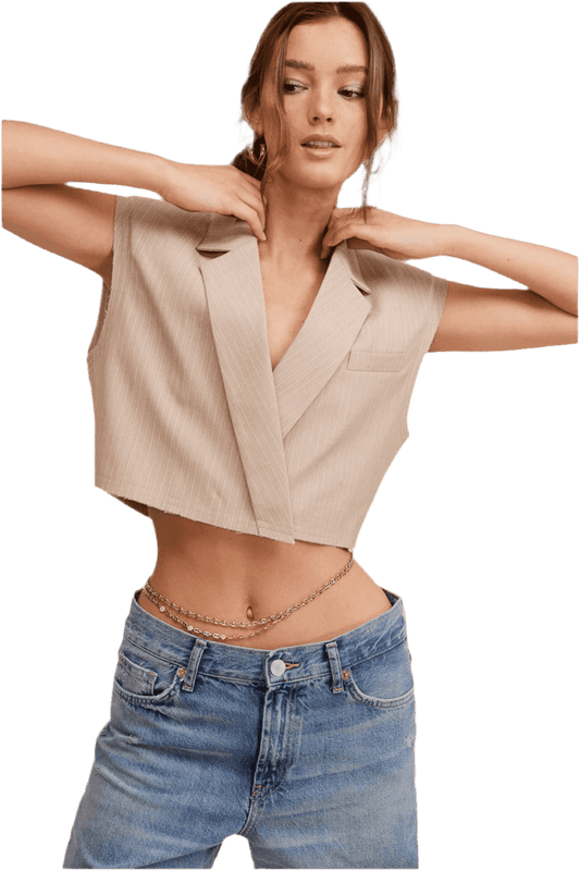 Beige Tailored Vest for Effortless Style and Versatility - Akana Style