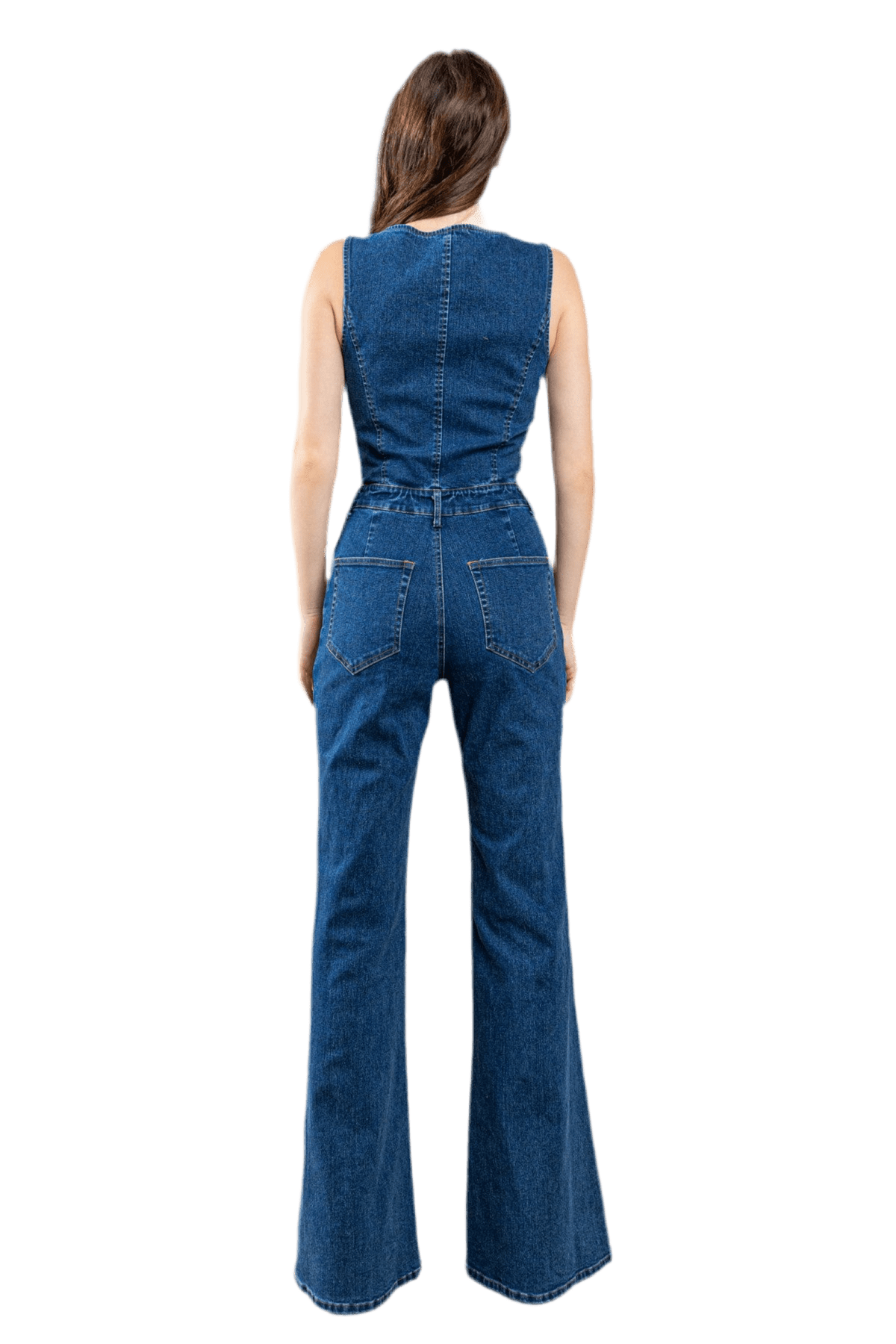 CUT OUT BOOTCUT DENIM JUMPSUIT