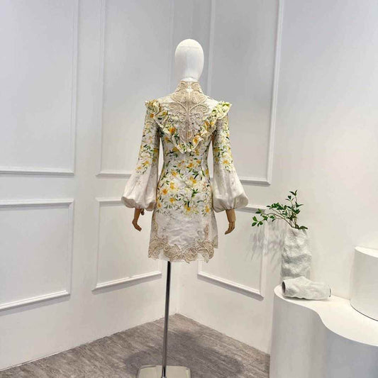 floral mini dress with ruffled sleeves - Akana Style