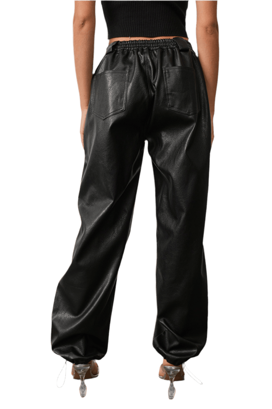 Vegan Leather Cargo Joggers for Stylish Comfort and Versatility - Akana