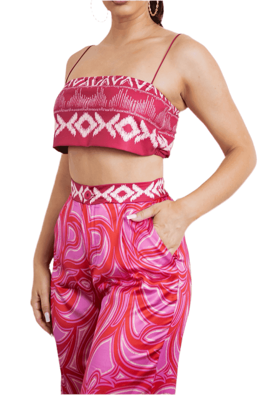 Cherry Bra Top and Wide Leg Pants Set for Ultimate Stylish Comfort - Akana Style