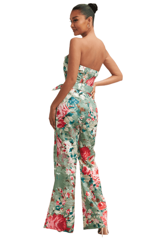 Floral Jumpsuit: Belted Flare Design for Stylish Summer Chic - Akana Style