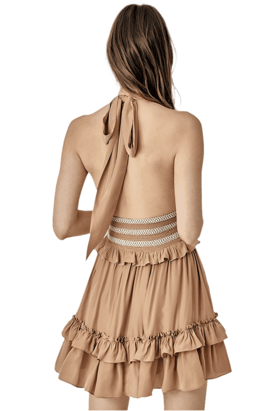 Halter Smock Dress with Smocking Detail for Effortless Style - Akana Style