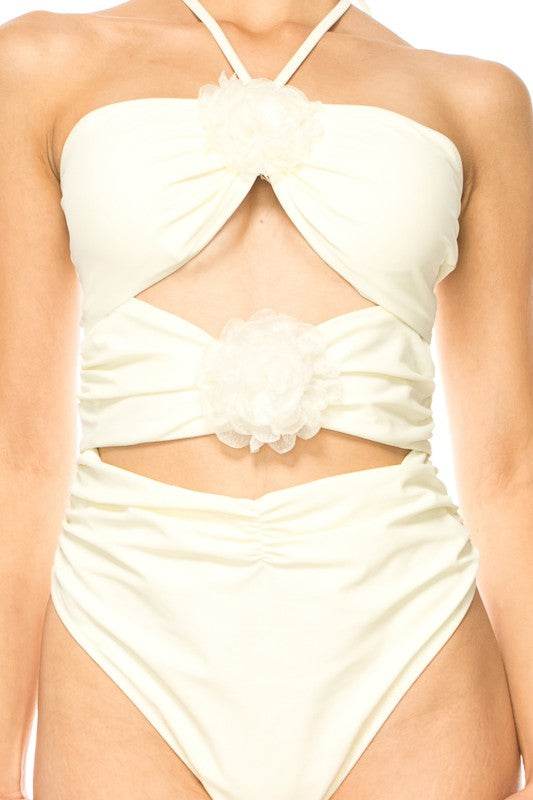 Sophisticated One Piece Criss Cross Floral Bathing Suit for Stylish Swimmers - Akana Style