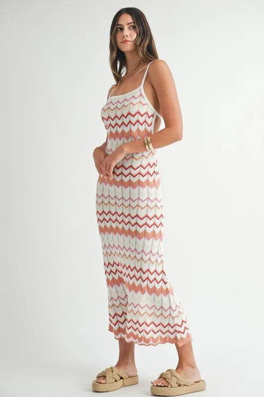 Lightweight Chevron Knit Maxi Dress for Effortless Style - Akana Style