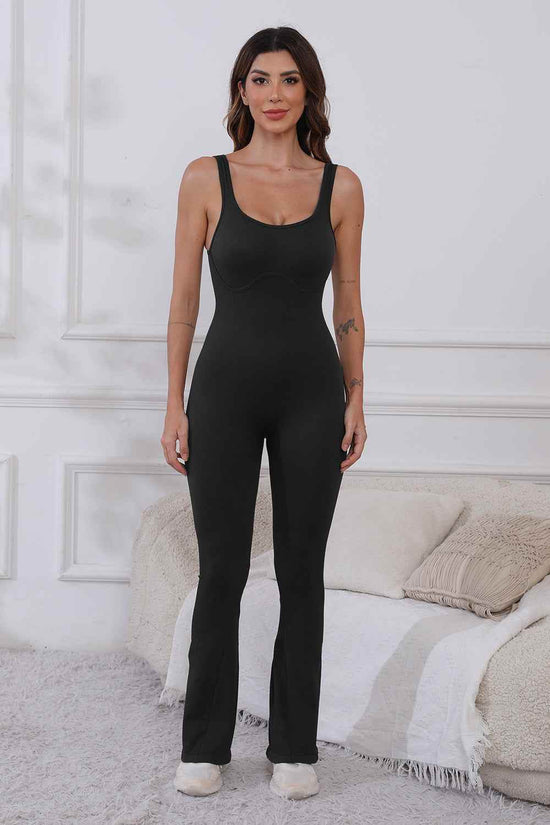 Scoop Neck Active Jumpsuit with Wide Straps for Ultimate Comfort - Akana Style