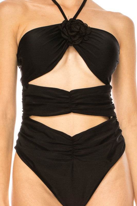 Sophisticated One Piece Criss Cross Floral Bathing Suit for Stylish Swimmers - Akana Style