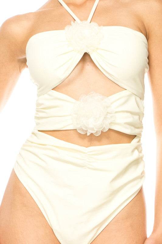 Sophisticated One Piece Criss Cross Floral Bathing Suit for Stylish Swimmers - Akana Style