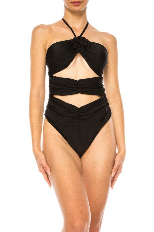 Sophisticated One Piece Criss Cross Floral Bathing Suit for Stylish Swimmers - Akana Style