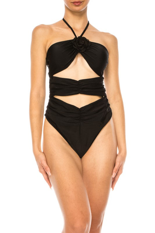 SOPHICATED ONE PIECE CRISS CROSS FLORAL BATHING SU - Akana