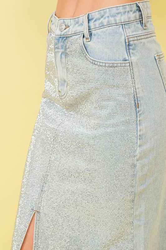 Sparkling rhinestones midi skirt - Akana Style
