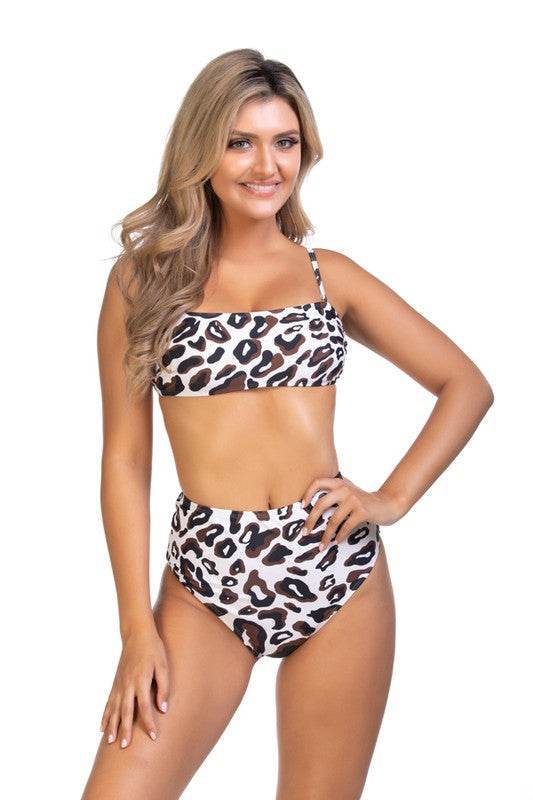 Cheetah Printed Bikini in Bandeau Style for Trendy Beach Looks - Akana Style