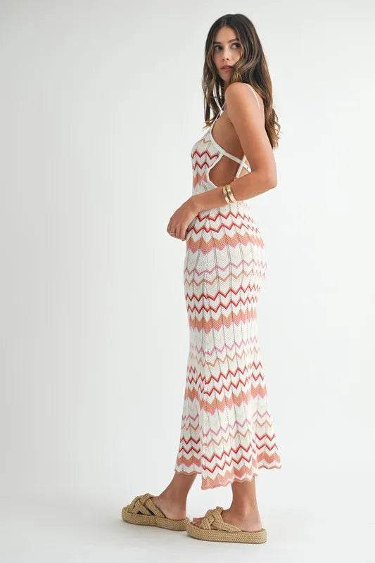 Lightweight Chevron Knit Maxi Dress for Effortless Style - Akana Style