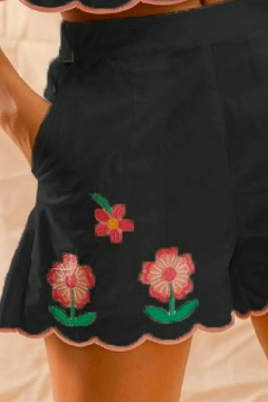 Flower Embroidered Tank Top Set with Shorts for Stylish Summer Looks - Akana Style