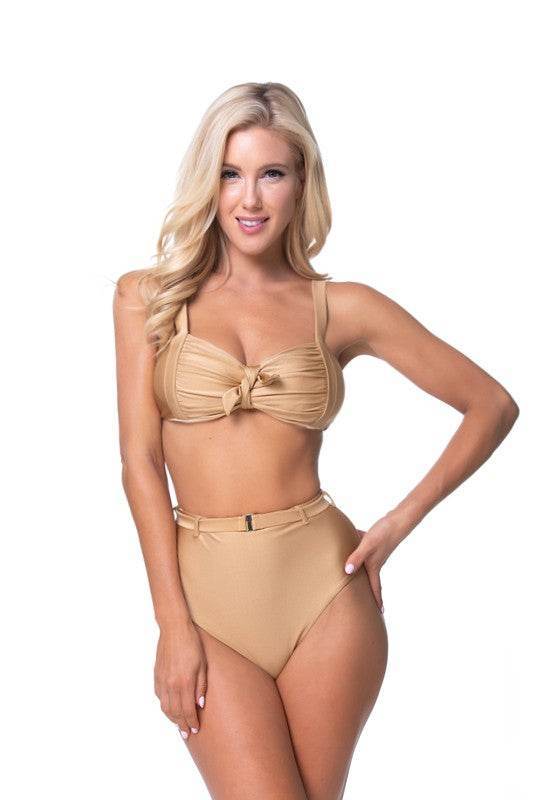 GOLD HIGH WAIST BIKINI SET - Akana Style