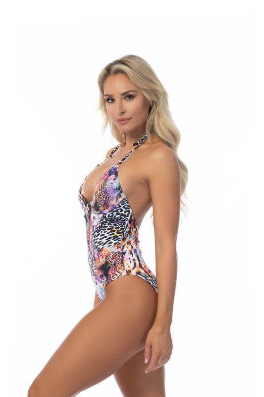 Animal Print Underwire Swimsuit for Trendy Beach Days - Akana Style