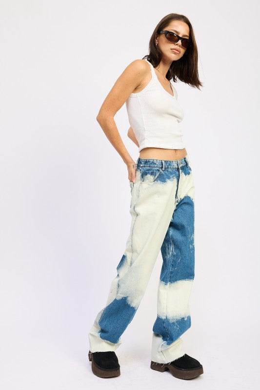 HIGH WAISTED TIE DYE JEANS - Akana Style